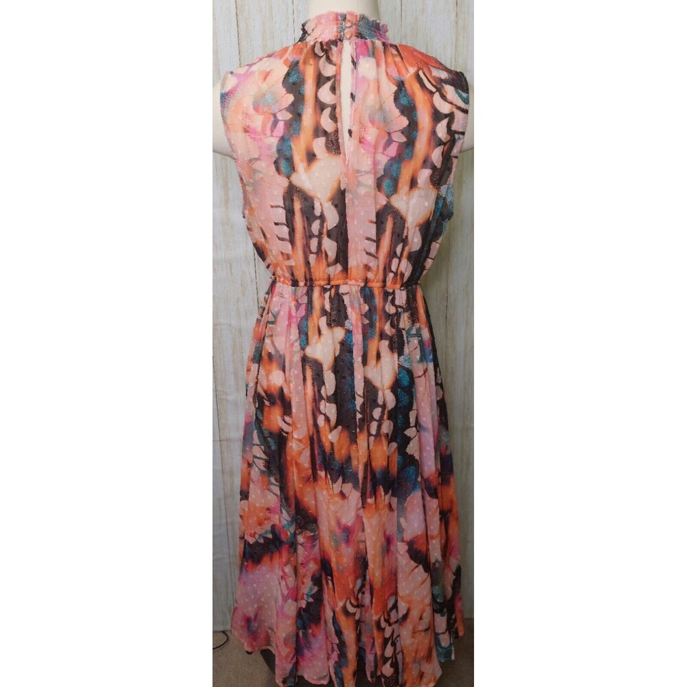 Torrid Midi Dress Clip Dot Smocked Mock Hi Neck Floral Size 0~12~Large Butterfly - Picture 4 of 16
